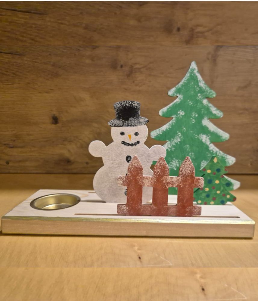 Bastelgalerie Meisterwerk Teelicht Stecksockel Schneemann Baum